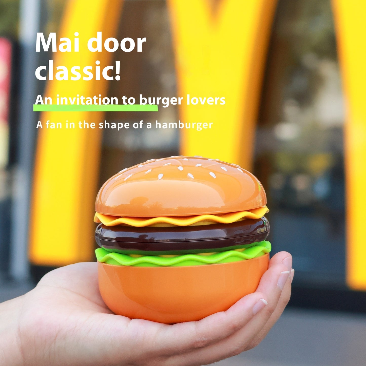 Burger Cosmetic Mirror with Little Fan