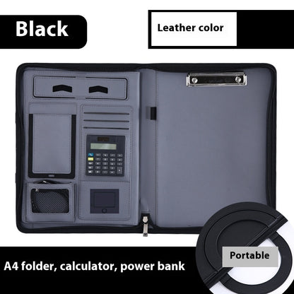 Multifunctional A4 Leather Portable Zipper Bag