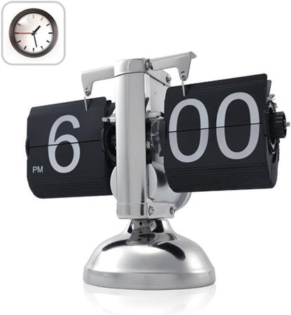 Retro Digital Flip Down Clock -Battery Powered Internal Gear Operated Clock for Home