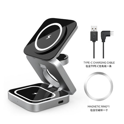 Three-in-One Folding Magnetic Wireless Charger Bracket