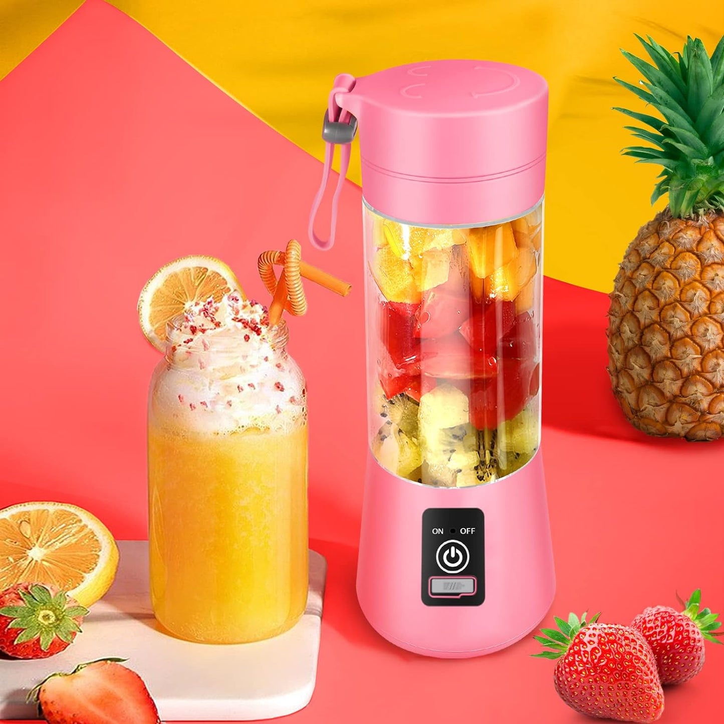 Mini Blender Cup with Travel Lid and USB Rechargeable for Office, Gym, Kitchen