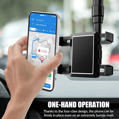 Rearview mirror retractable mobile phone holder