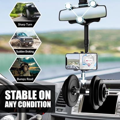 Rearview mirror retractable mobile phone holder