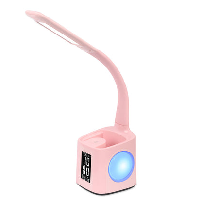 Kids Dimmable LED Table Lamp with Pen Holder&Clock