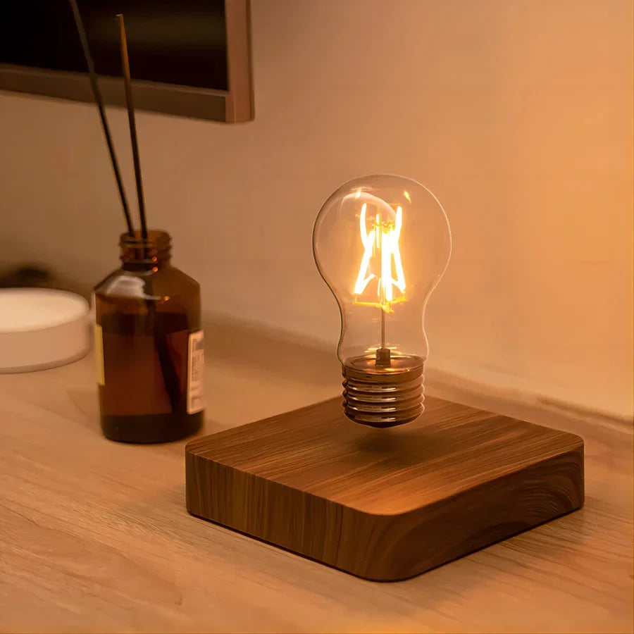 Hot Seller Wooden Design Magnetic Levitating Light Bulb Floating LED Table Lamp Creative Business Gift for Decoration