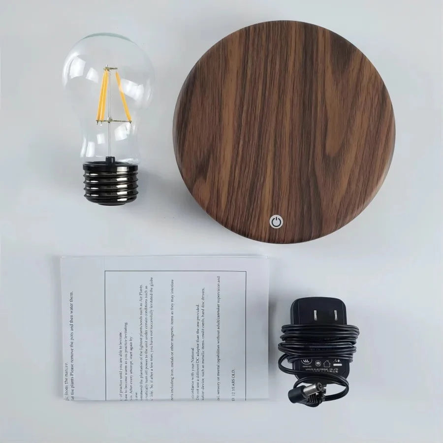 Hot Seller Wooden Design Magnetic Levitating Light Bulb Floating LED Table Lamp Creative Business Gift for Decoration