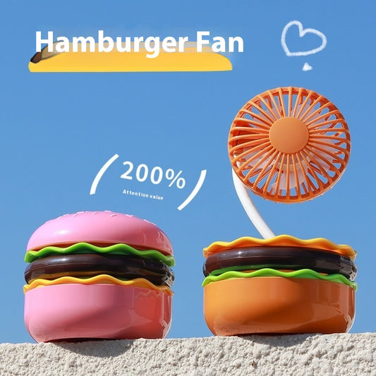 Burger Cosmetic Mirror with Little Fan