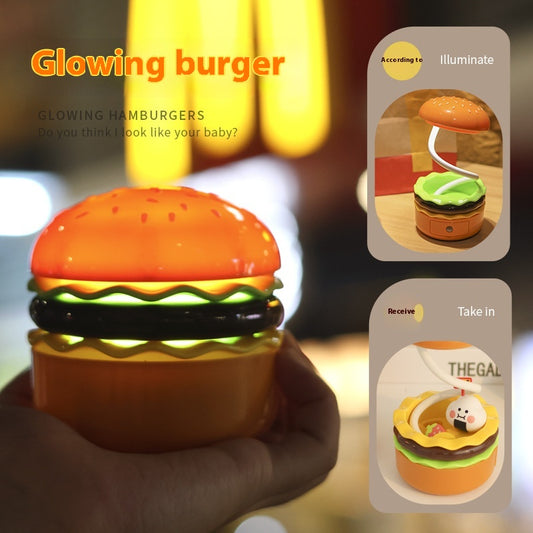 Multifunctional Hamburger Small Night Lamp Cartoon Gift USB Table Lamp